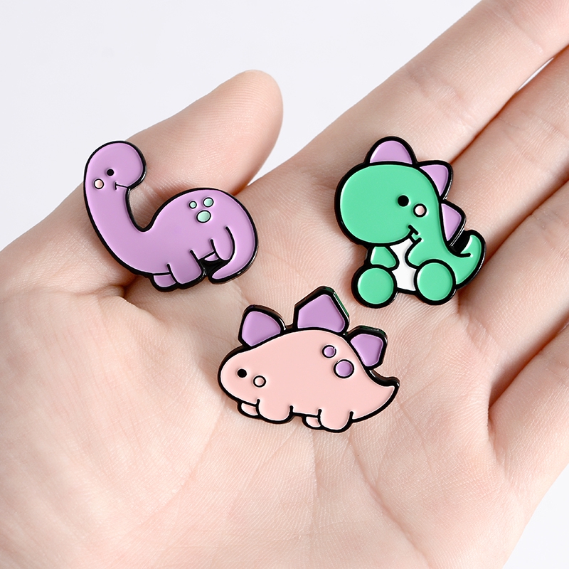 Bros Pin Enamel Bentuk Dinosaurus Jurassic Warna Pink Untuk Anak