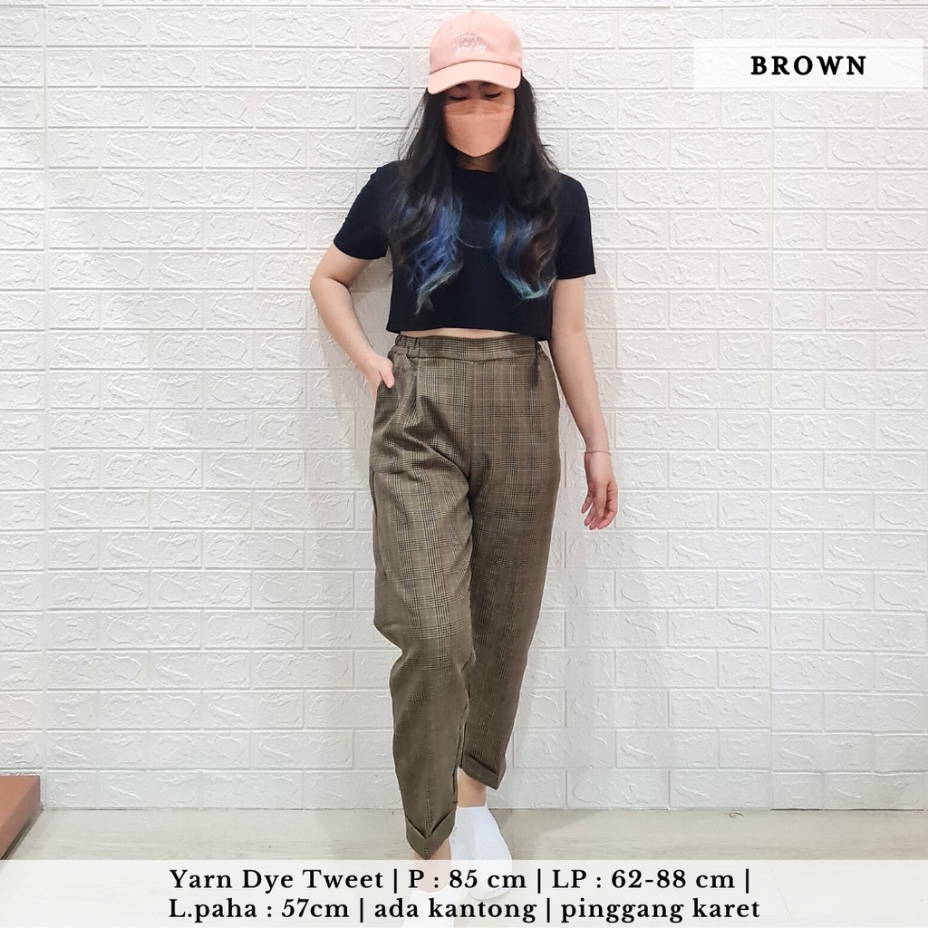 5231 plaid office pants celana kerja celana kantor