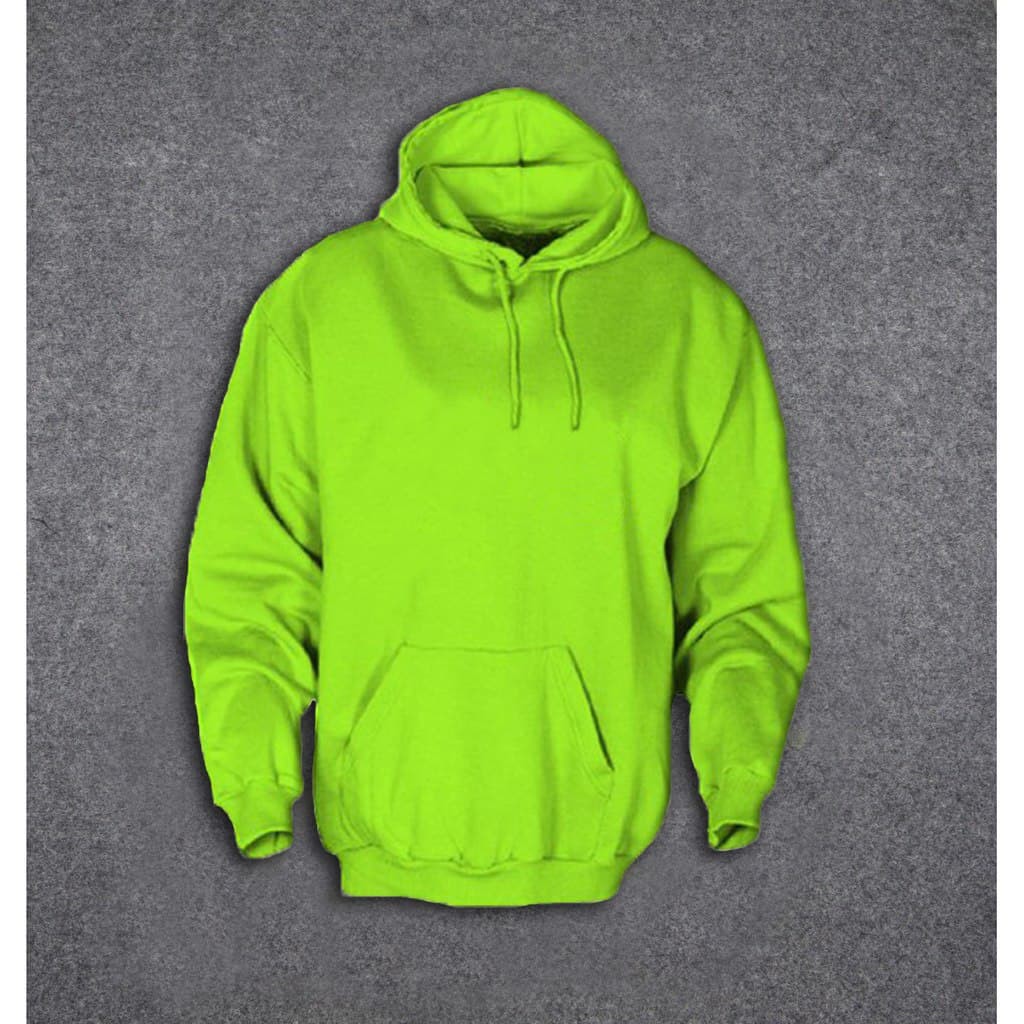Jaket Hoodie Necabela Polos Warna Hijau Neon