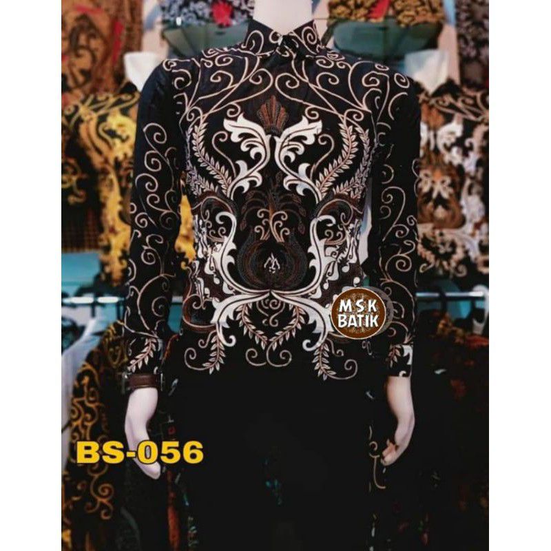 BSWART Batik HRB026 Kenongo Hem Pendek Padi Pekalongan M L XL Batik Pria MURAH Modern Grosir Batik