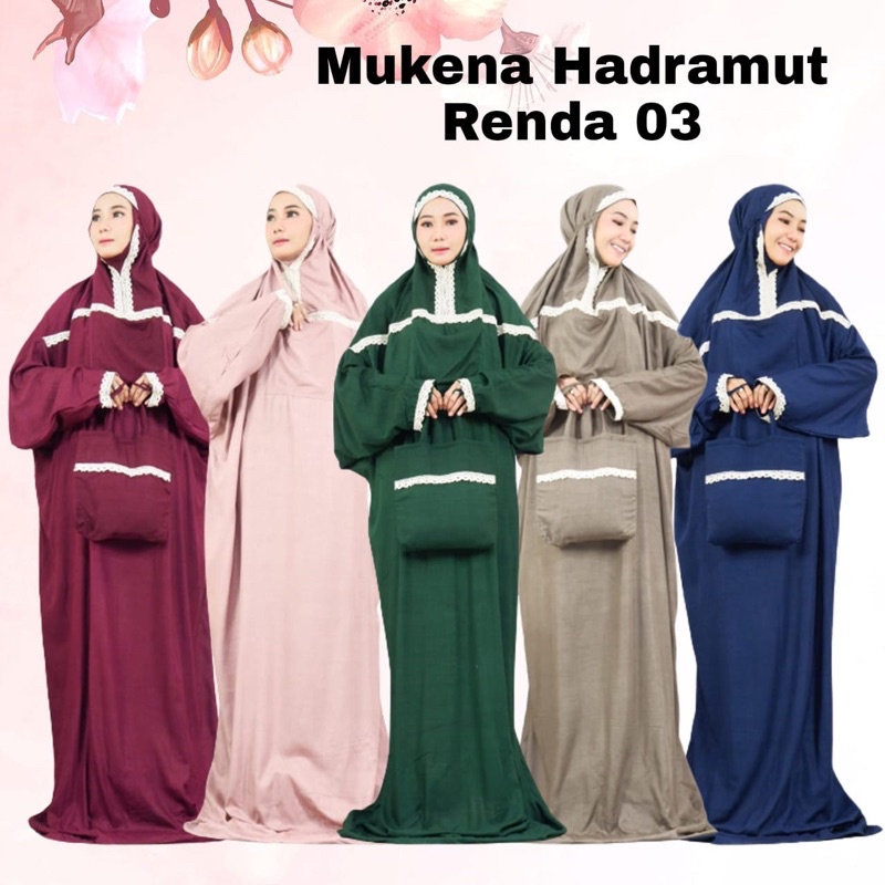 Mukena Hadramaut Terusan Renda Polosan Warna Mukenah Dewasa Jumbo Rayon Bali 03