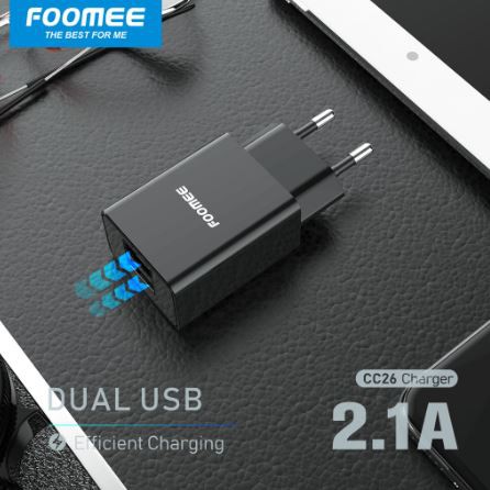 Adaptor Charger FOOMEE CC26 Dual Output Adapter Fast Charging 2.1A