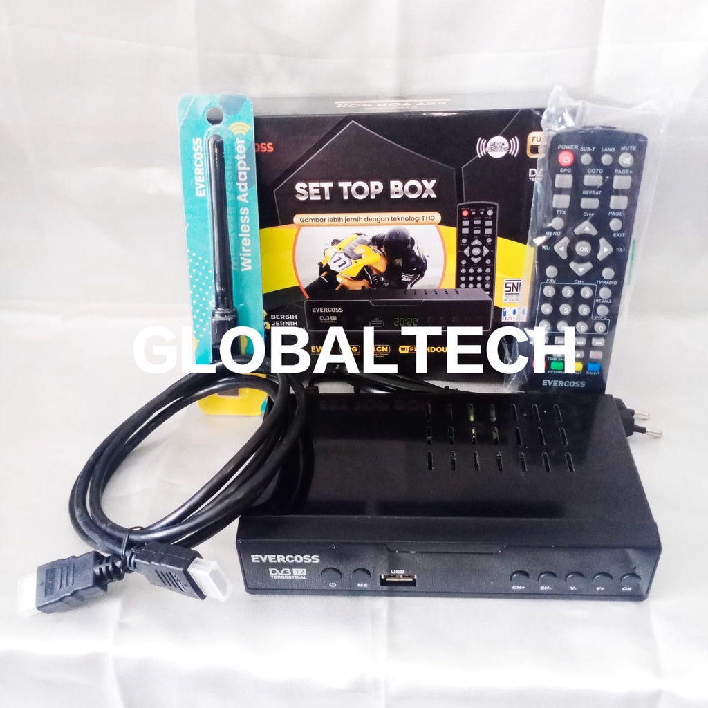 EVERCOSS SET TOP BOX DVB-T2 TV Digital Full HD Wifi Youtube STB Evercoss pengubah siaran analog menjadi ke digital gambar jernih bisa 720p 1080p