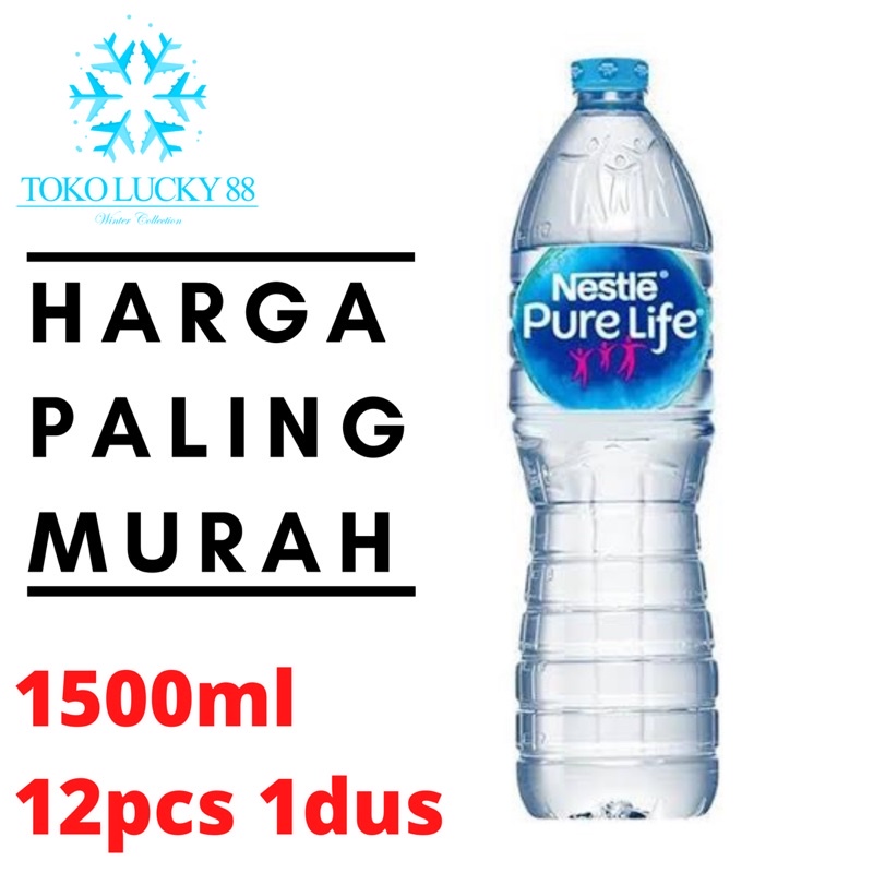 PURE LIFE Air Minum Mineral Kemasan Nestle Botol 1500 ml isi 12 pcs 1 dus