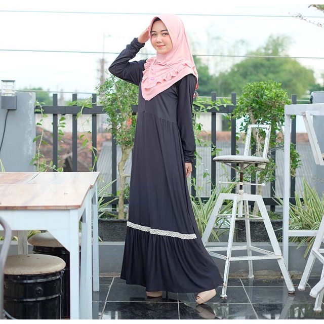 Gamis Jersey Super Remple Renda Busui+saku kanan / R.15 - 153-5068