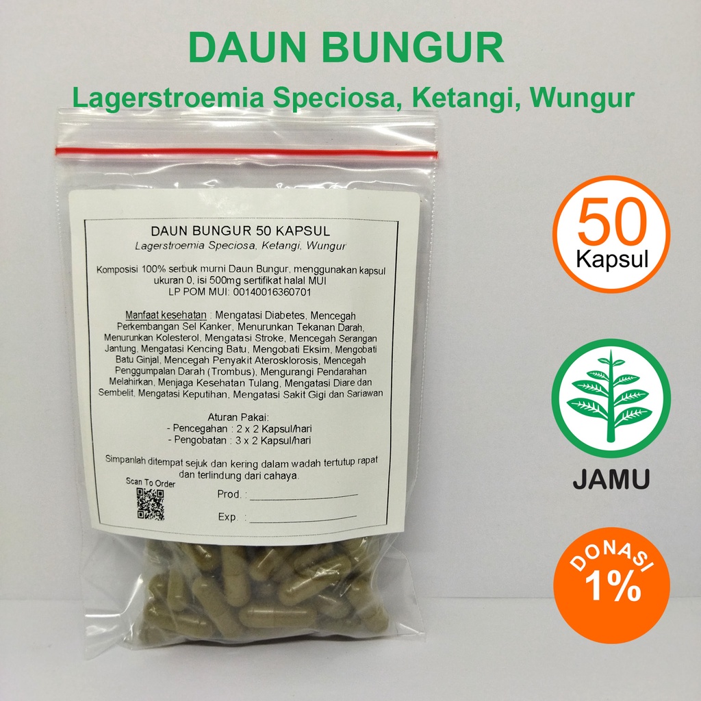 Jual Daun Bungur Kapsul Herbal Penggumpalan Darah Kencing Batu Ginjal