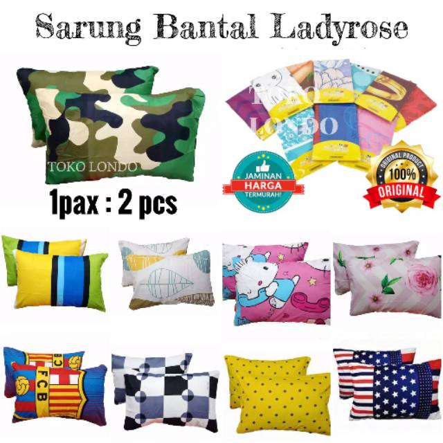 Sarung Bantal LADY ROSE isi 2 pc / Sarung Bantal Tidur / Sarung Bantal Kepala