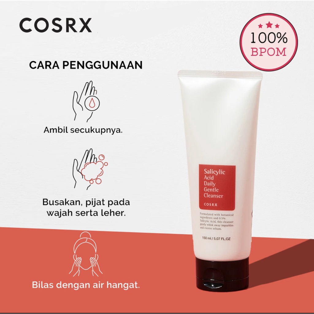 COSRX Salicylic Acid Daily Gentle Cleanser Skin Care 150 ML (Cleanser Wajah Untuk Kulit Jerawat)