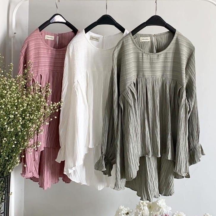 [CODECU16] Yura Blouse Lady Crinkle Atasan Wanita Diskon now