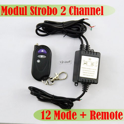 Modul Strobo LED 2 Channel 12 Mode Remote RF 48W 12V Mobil Motor Grill Strobe Kedip