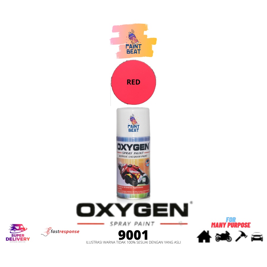 Cat Semprot / Pylox OXYGEN - 9001 Fluorescent Red / Pylox 300cc / Merah Stabilo / Merah Stabillo