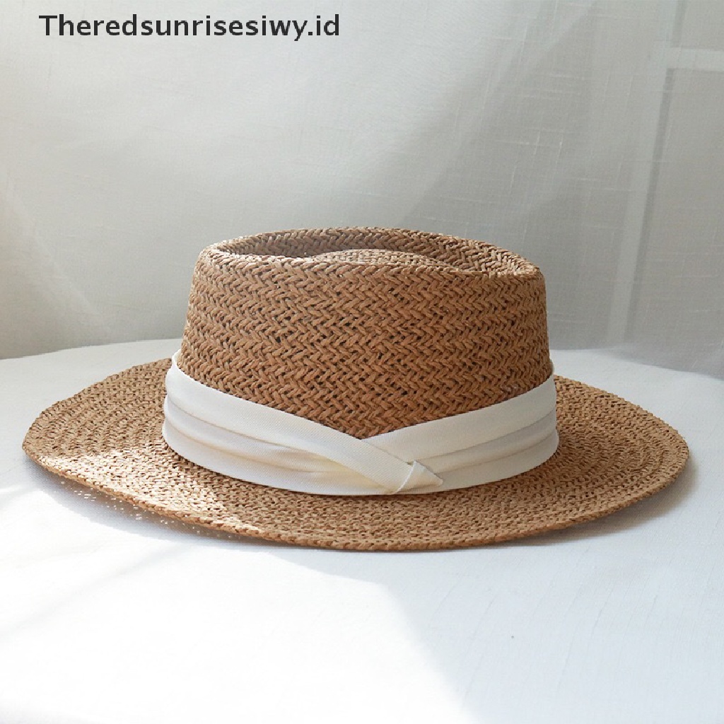 Topi Pantai Pelindung Matahari Bahan Jerami Untuk Pria