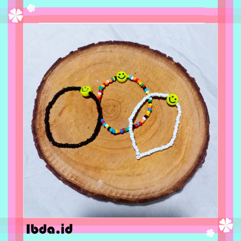 gelang manik manik gelang smile beads aksesoris korea unisex