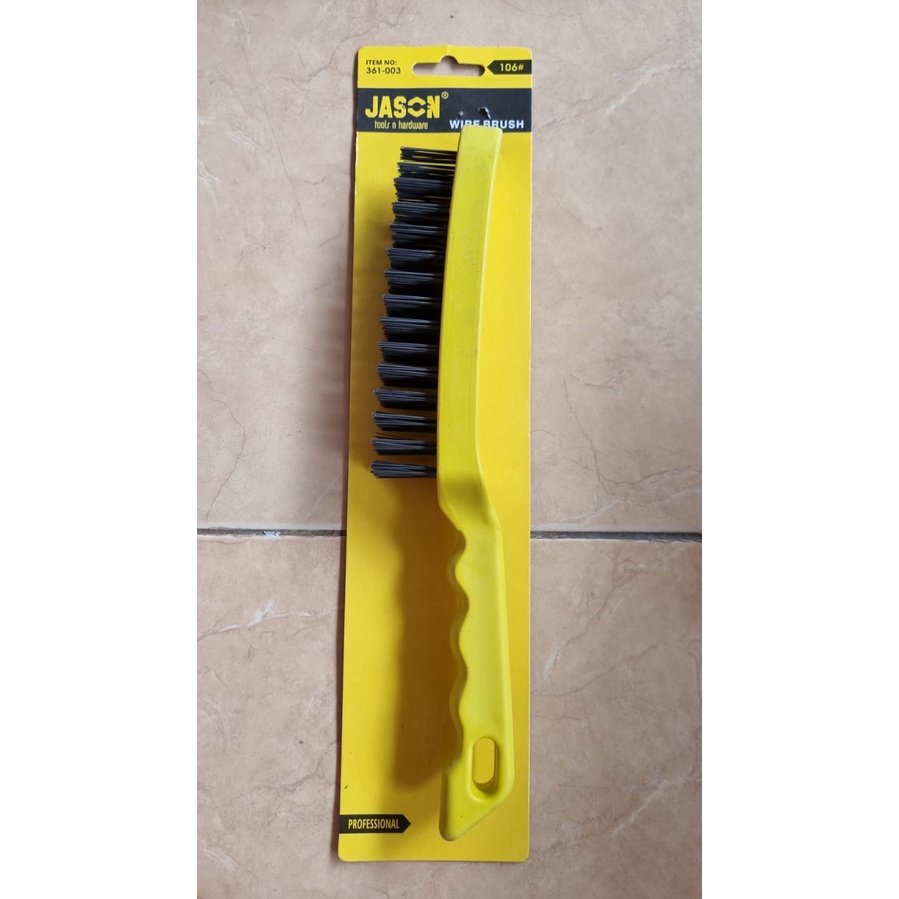 JASON Sikat Baja PVC 6 Baris Gagang Plastik Kuning (361-003)