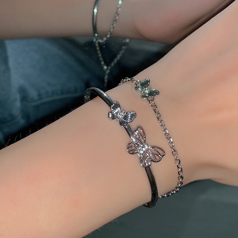 Gelang Rantai Butterfly Double Layer Gaya Korea Untuk Wanita