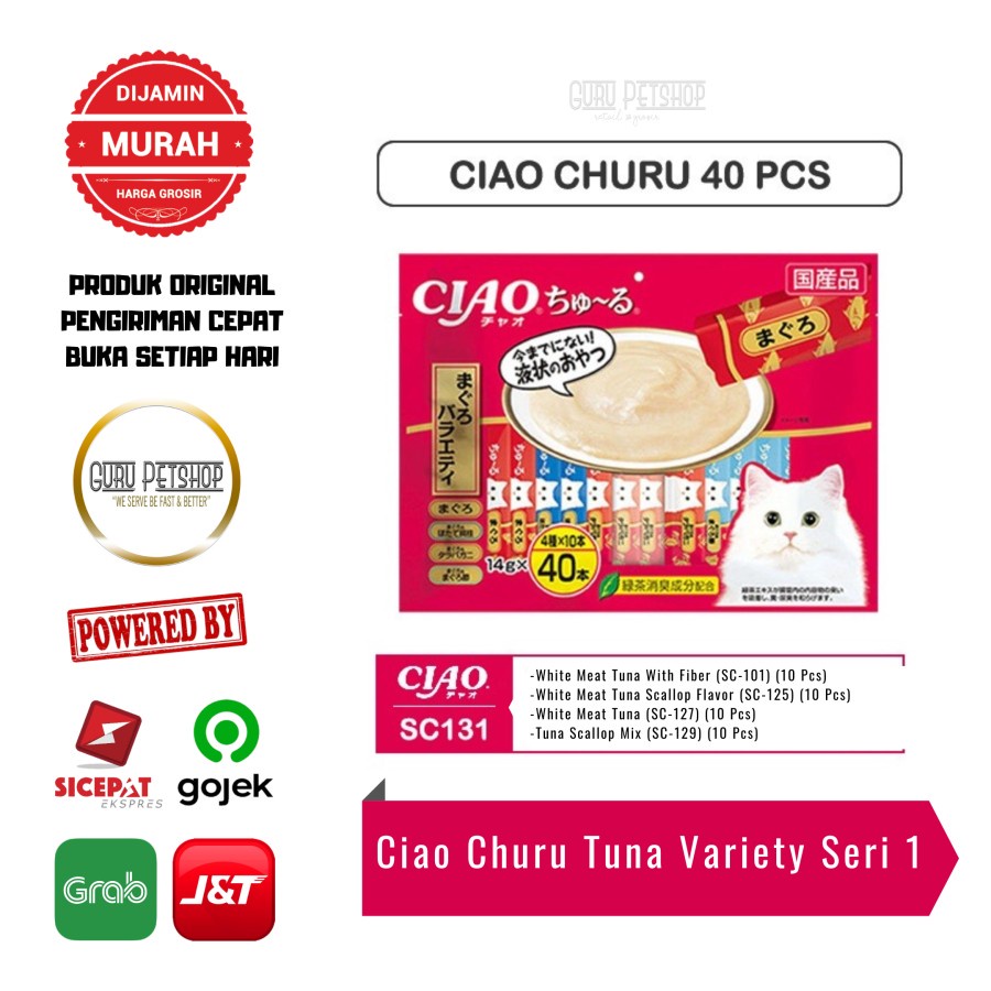 Ciao Churu 40 Mixed Variety Ciao Chu Ru isi 40 Sachet Snack Kucing