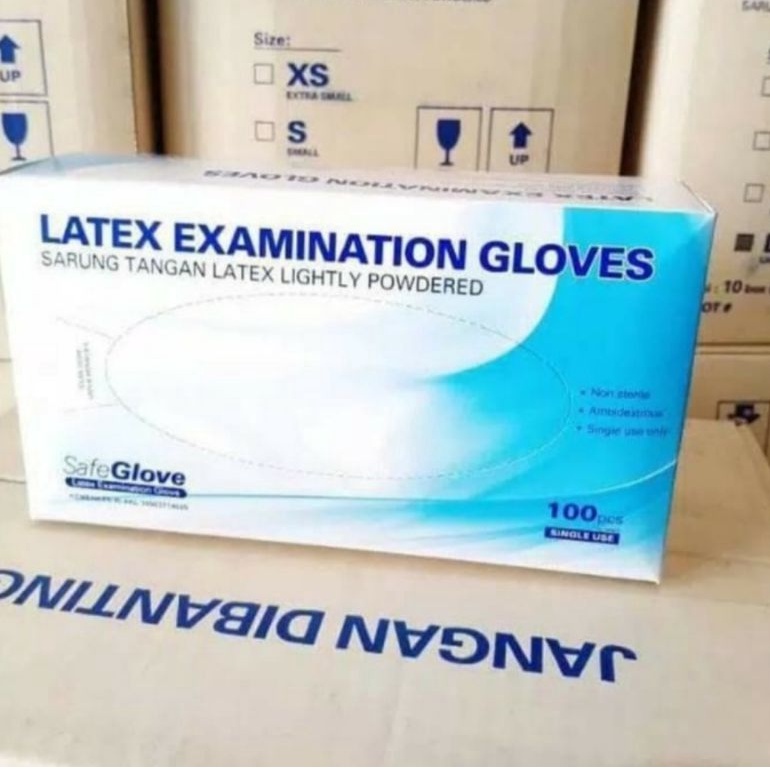 Sarung Tangan Karet Safe Glove safeglove Latex Exammination Safeglove HandScoon Isi 100pcs