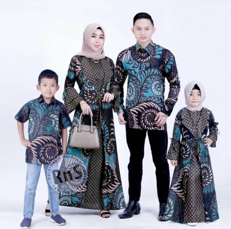 Wou Batik Couple Busui Sibulan Family Model Gamis Adipati Keluarga Anak Cewek Dan Cowok - Kg053