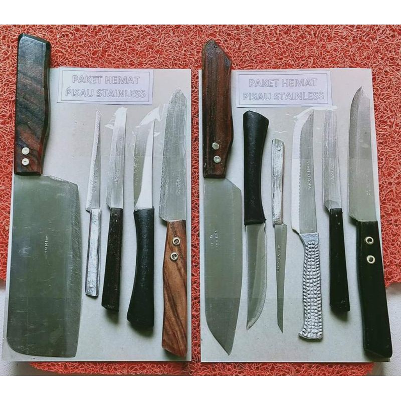 Pisau Set / Set pisau dapur / Paket Pisau isi 5 pcs / Pisau Daging Sayur Buah Serbaguna Stainless Stell