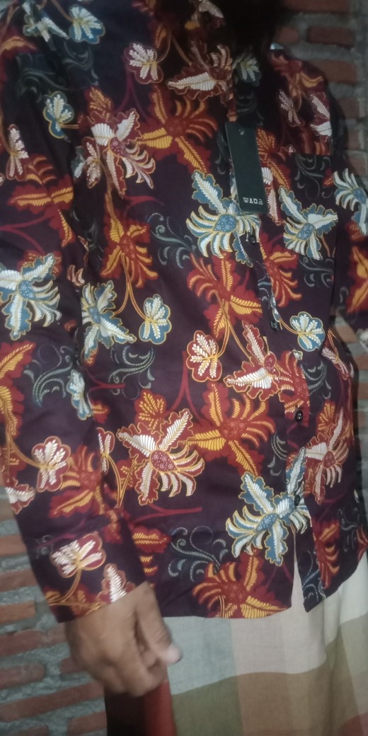 [gridline - Ls048 Maroon Black & Ls002] Kemeja Batik Pria Katun Lengan Panjang Slimfit Simpel Casual