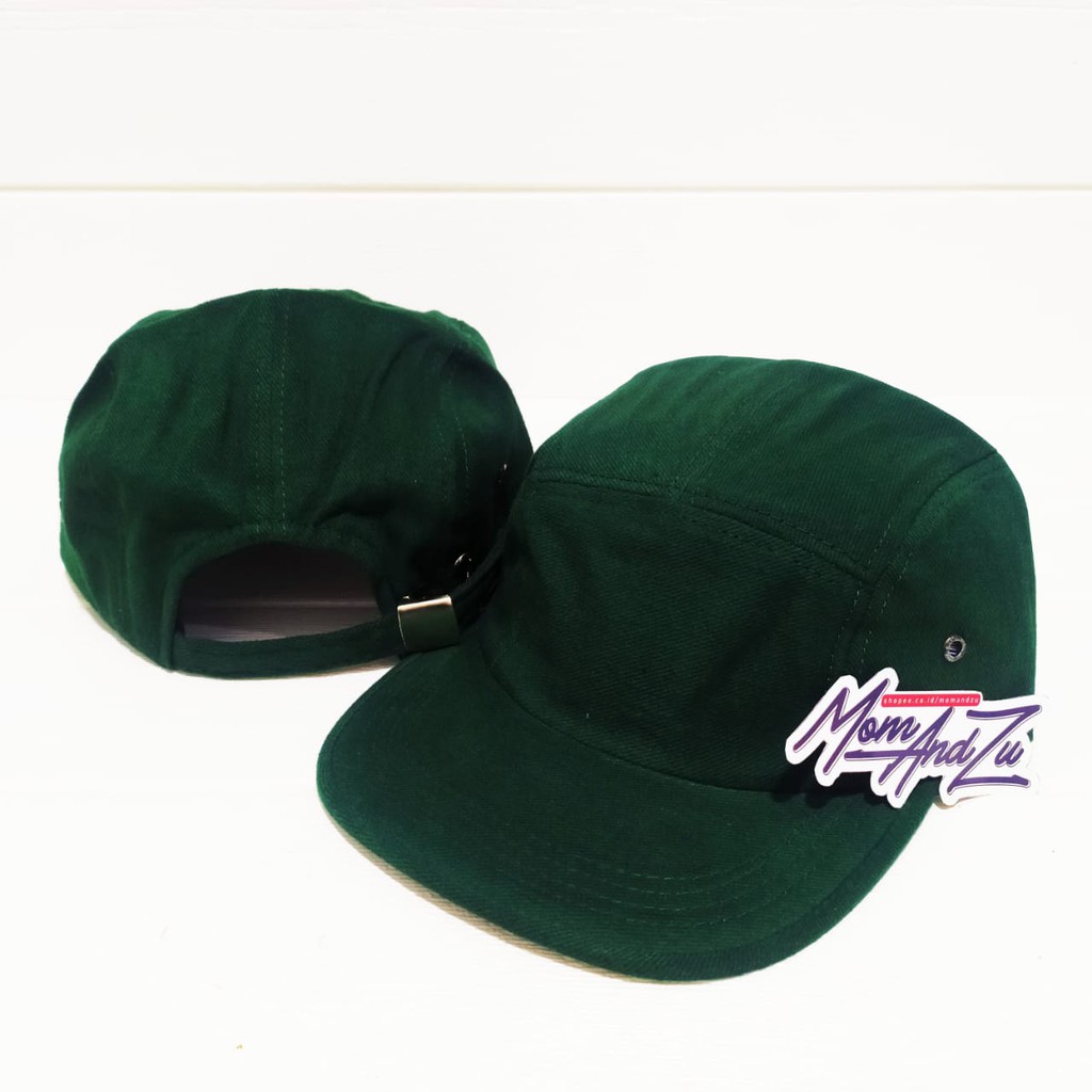 Topi Snapback Five Panels 5 Panel Hijau Botol Polos Cakop