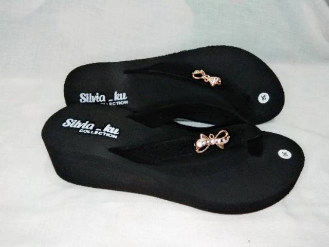 New Variant Sandal Spon Beludru Cantik - Velvet Beauty Wedges