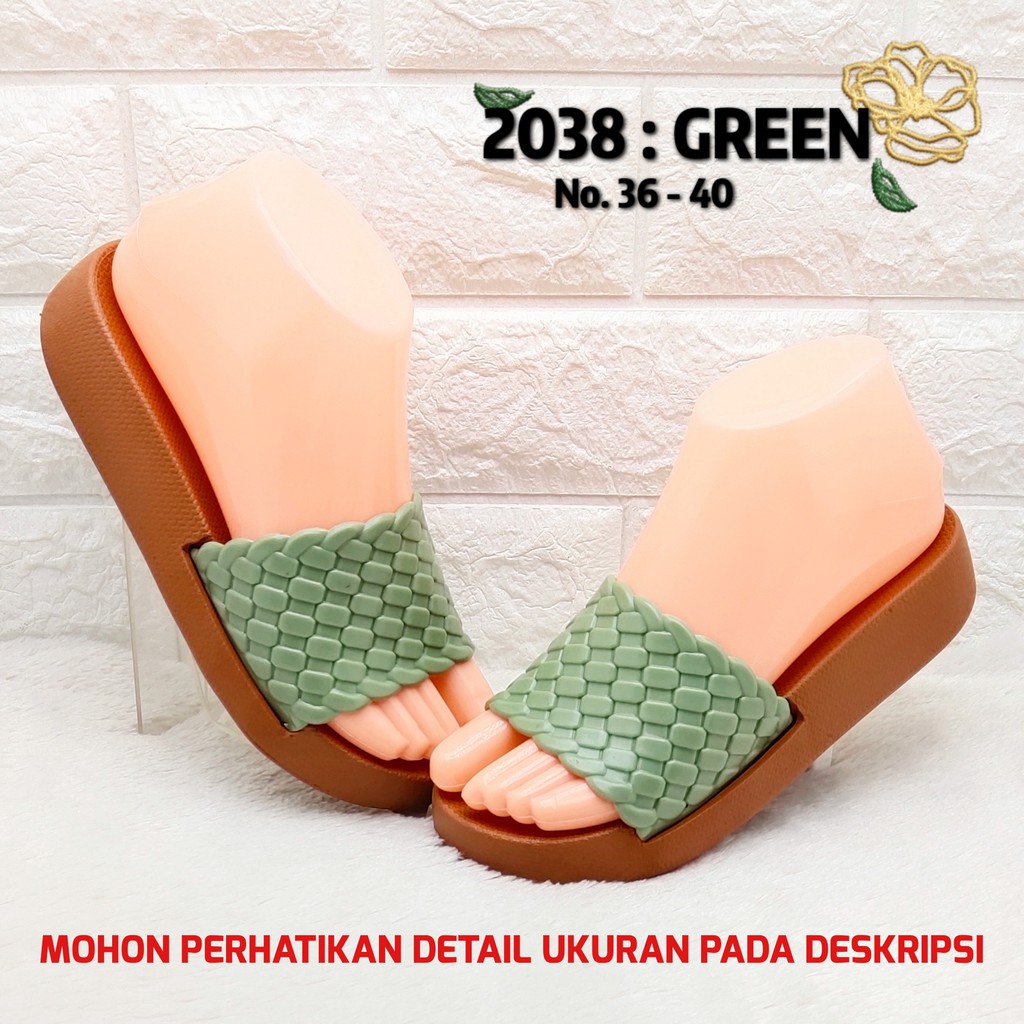 Sandal karet wanita 2038 Hys Sendal karet jelly cewek terbaru SDLWW-Green