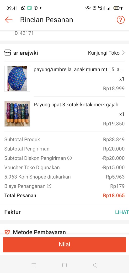 Payung/umbrella  Anak Murah Mt 15 Jansen