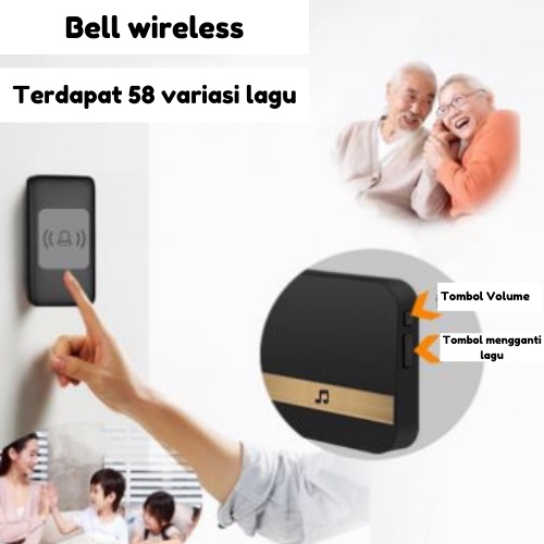 Bel Rumah Wireless Door Bell Pintu Doorbell Waterproof Type B