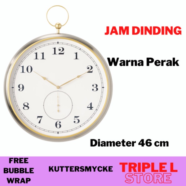 Unik Jam dinding Unik Besar Mewah Elegan Silver Gold Diskon