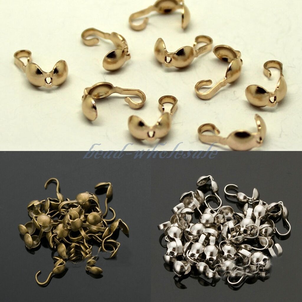 100pcs Cap Manikmanik Bahan Metal Lapis Emassilver Untuk Membuat Perhiasan