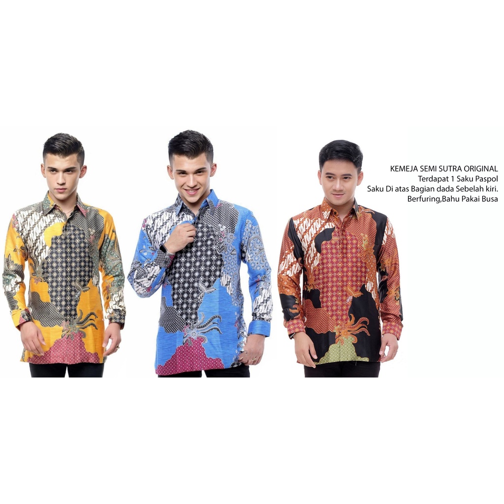 Kemeja Batik Semi Sutra Pria | Hem Batik Semi Sutra Pria | Kemeja Batik | SS0020