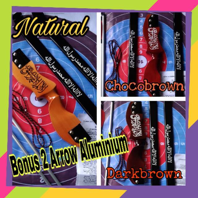 Busur Panah Anak dan Pemula Tauhid Natural + 2 Anak Panah aluminium