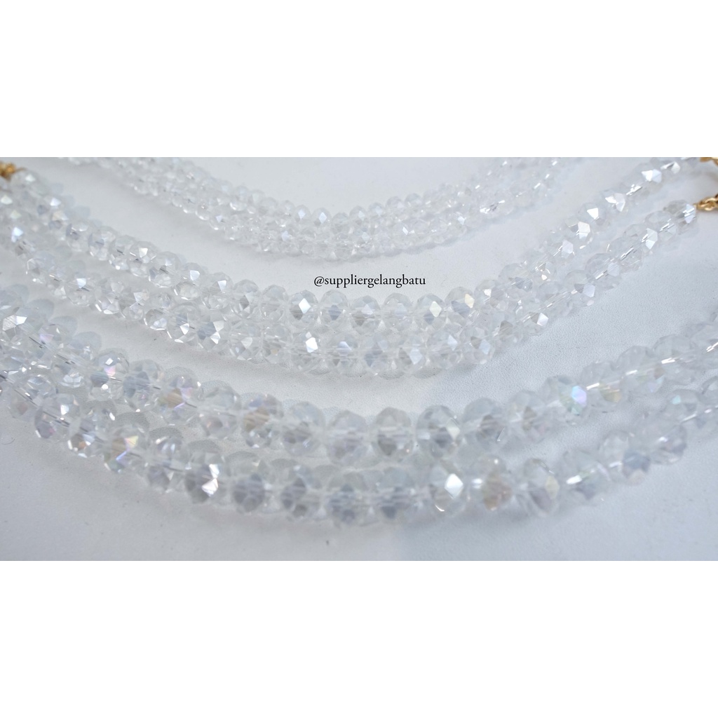 ASLI Konektor Tali Masker Kristal ceko Hijab 6mm 8mm 10mm WHITE QUARTZ