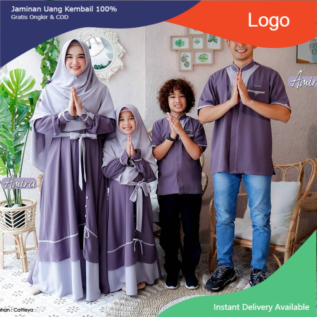 [ COD ] Couple Sarimbit Amir Amira Set Syari Gamis Muslim Keluarga Termurah