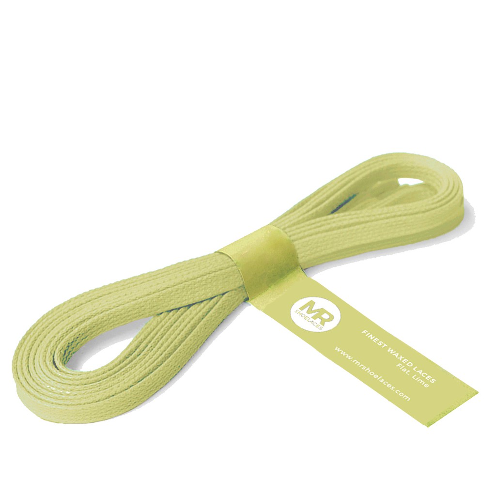 MR Shoelaces FA25 Lime - Tali Sepatu Lilin 5mm Gepeng Flat Pipih (Waxed Laces) 90cm 100cm 120cm 150cm 200cm - Premium Shoelace