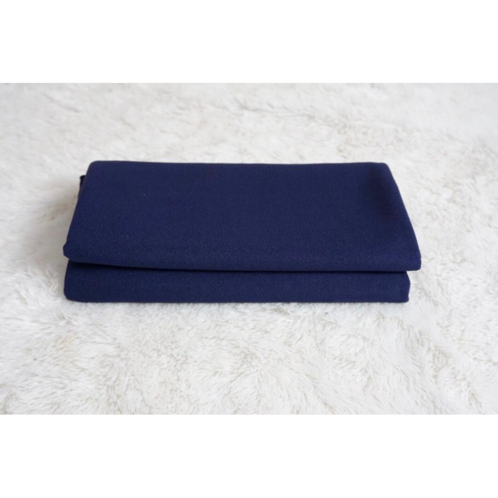Pasmina Tali Karet 180x75Cm Pasmina Tebal Bahan Italiano Crepe Pasmina Polos-Navy