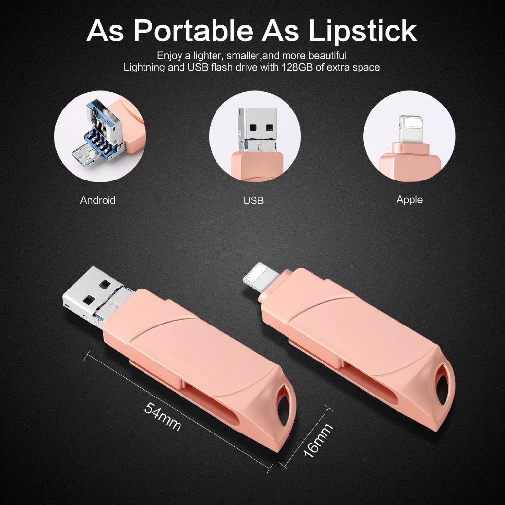 [Ready Stock] Flash Drive USB 3.0 OTG untuk iPhone / PC / Laptop 3in1 OTG Pendrive USB 512GB untuk iPhone / Android / PC / Laptop