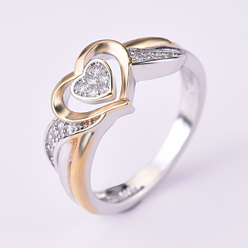 New Heart-Shaped Ring Fashion Luxury 18K Gold