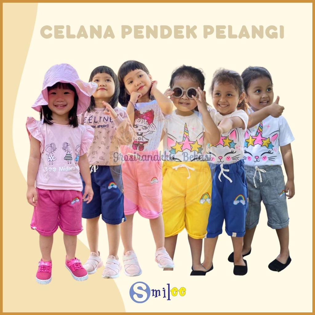 Celana Pendek Anak Pelangi Mix Warna Size 3-5tahun