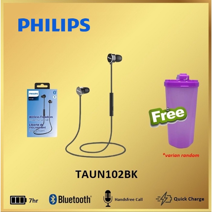 Philips TAUN102BK Wireless Earphone Headset TAUN102 TAUN 102