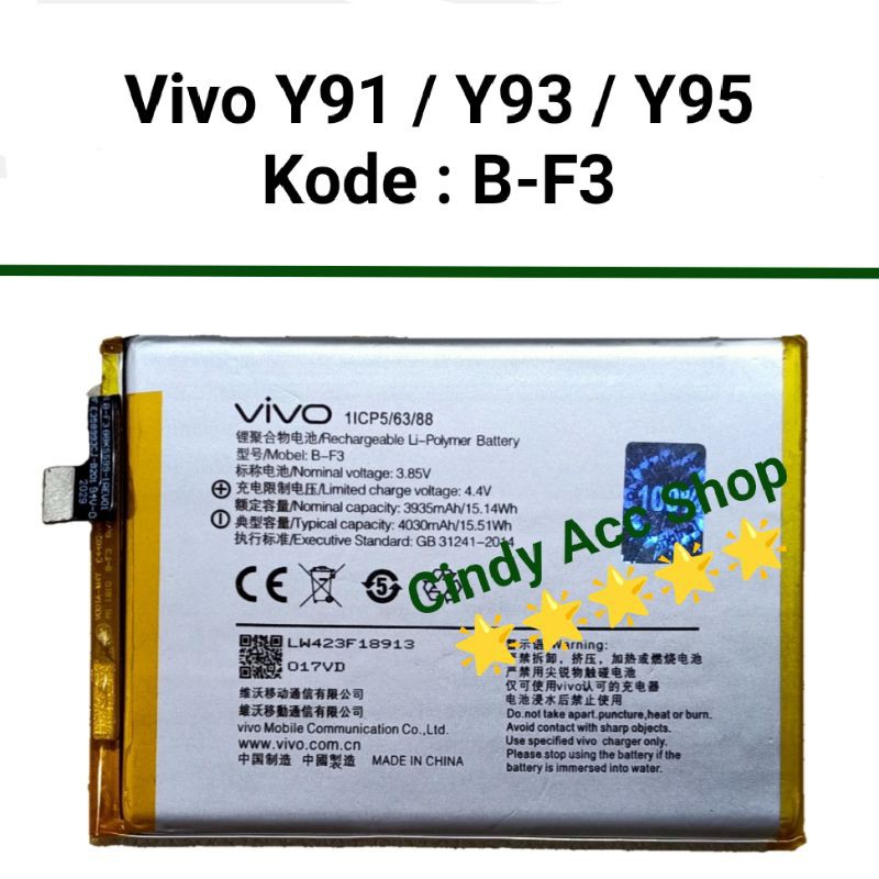 Baterai Batre Vivo Y91 Y93 Y95 B-F3 BF3 Original Batre