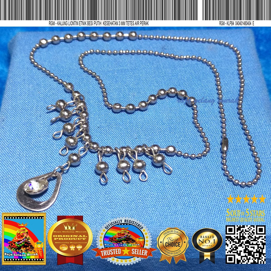 Raja Gelang Murah  Kalung liontin etnik besi putih  Kesehatan 3 mm tetes air Perak