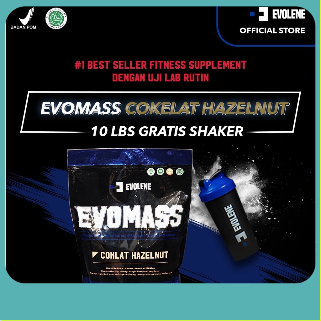 

Evolene Evomass Coklat Hazelnut 4500gr/20x serving + Free Shaker - Penambah massa otot - Suplemen fitness - Pembentuk otot - Kaya Nutrisi - Surplus kalori - BPOM HALAL ORIGINAL ORI OFFICIAL STORE