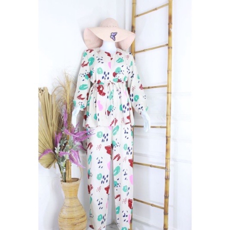 Set pajamas andin One set kemeja rayon set piyama wanita setcel rayon motif set rayon setelan rayon