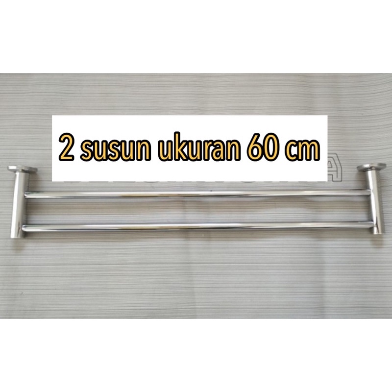 RAK DINDING KAMAR MANDI Rak Handuk rak kamar mandi gantungan handuk/ Rak handuk model toto/ rak handuk 2 baris 60 cm/ Rak 2 susun stanlis,rak kmr mandi,rak sabun dan shampo,rak dapur/ rak handuk 2 baris/ rak handuk 2 susun model toto