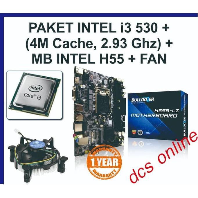 Produk Terbaik] Motherboard Intel H55 Bulldozer + Core I3 530 ( Paket )