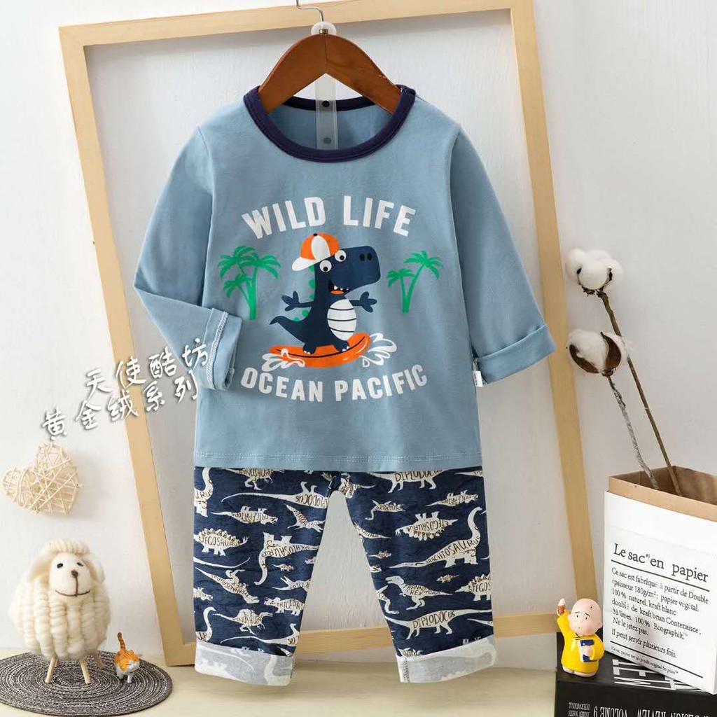 Piyama Dinosaurus Anak Laki Size 70 sampai dengan Size 95