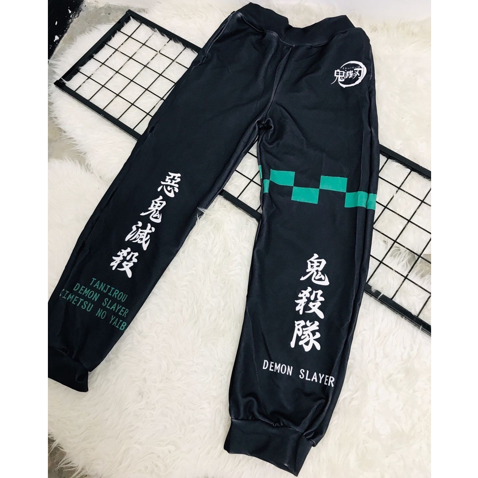 Celana Olahraga Jogger Pants Tanjiro Kanji Black Anime Manga Kimetsu No Yaiba