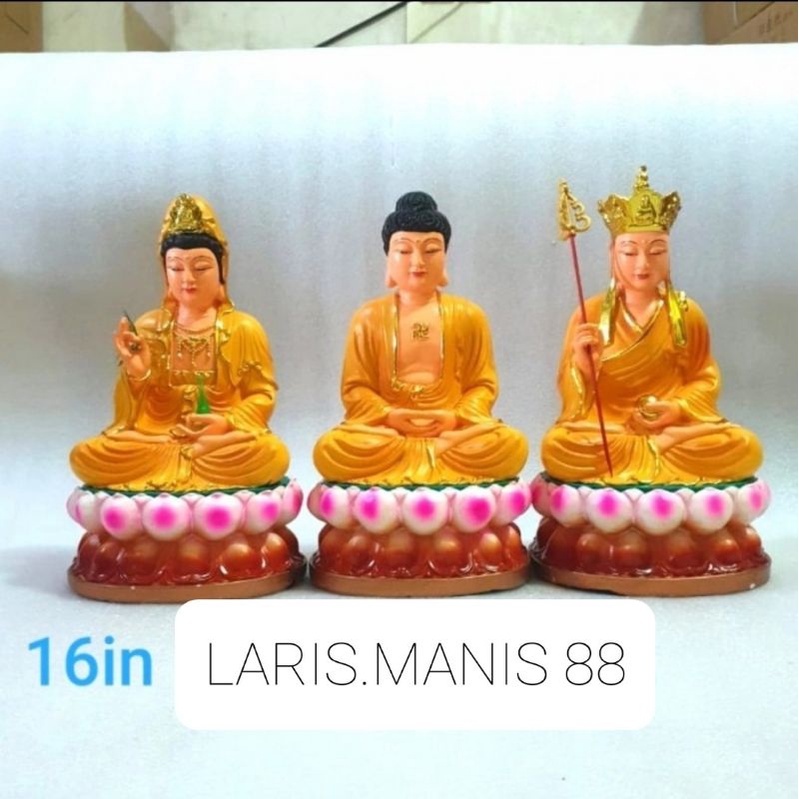 patung dewi kwan im/ti cang wang/ buddha siddhartha sakyamuni set 12in
